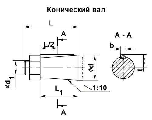 Конический вал мотор-редуктора МЧ-100